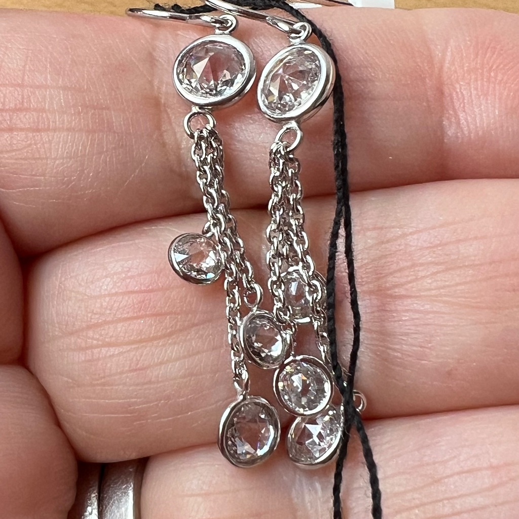 Brand New With Tags Diamonique Cubic Zirconia Sterling Silver Drop Earrings 85$